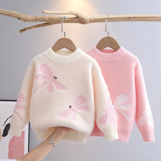 Beautiful Children's Sweater with Baby Dragonfly Pattern Pullover